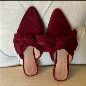 Madewell suede maroon mules with bow 8
